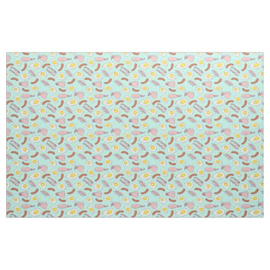 Frühstücksbüffet Bacon und Wurst Blue Stoff (Fat Quarter (45,7 x 55,9 cm))