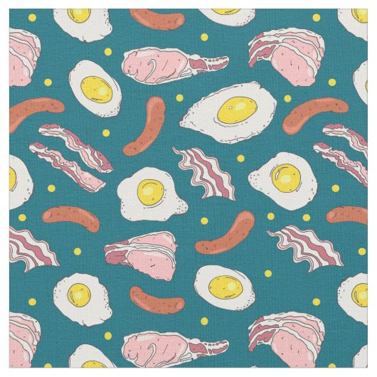 Frühstücksbüffet Bacon und Wurst Gemustert Stoff (Nahaufnahme)