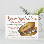 Frühstücksbuffet Brunch Bagel Lox Capers Zwiebel Einladung (Stehend Vorderseite)