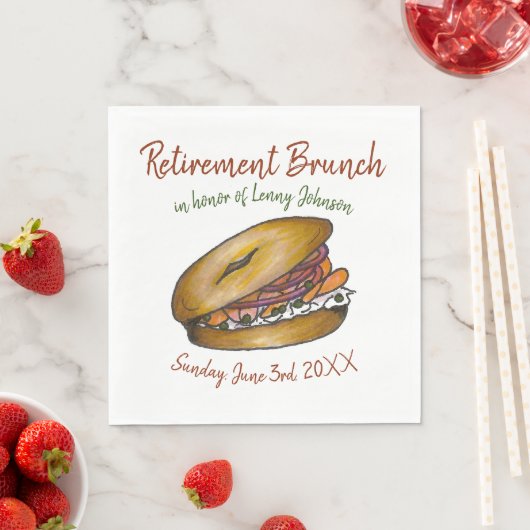 Frühstücksbuffet Brunch Bagel Lox Capers Zwiebel Serviette (Beispiel)