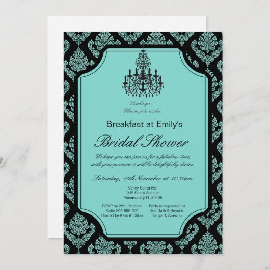 Frühstücksbuffet Brunch Bridal Dusche Einladung (Vorne/Hinten)