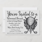 Frühstücksbuffet Brunch Golf Ball Clubs T-Shirt Einladung (Vorderseite)