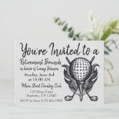 Frühstücksbuffet Brunch Golf Ball Clubs T-Shirt Einladung (Stehend Vorderseite)