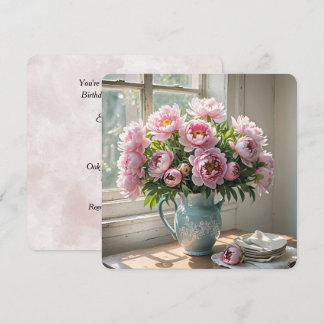 Frühstücksbuffet Brunch Peony Bouquet Einladung