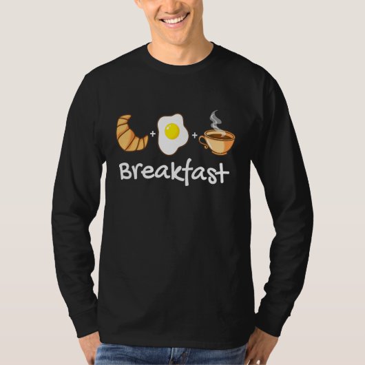 Frühstücksbüffet mit Ei Croissant und Kaffee T-Shirt (Vorderseite)