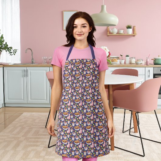 Frühstücksglätten und Obst lila Schürze