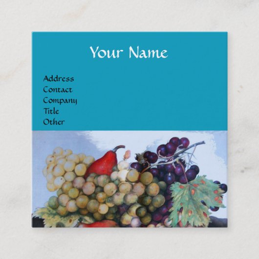 FRÜHSTÜCKSGRABEN UND FARBEN DER SAISON Hell blau Quadratische Visitenkarte (Vorderseite)