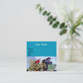 FRÜHSTÜCKSGRABEN UND FARBEN DER SAISON Hell blau Quadratische Visitenkarte (Stehend Vorderseite)