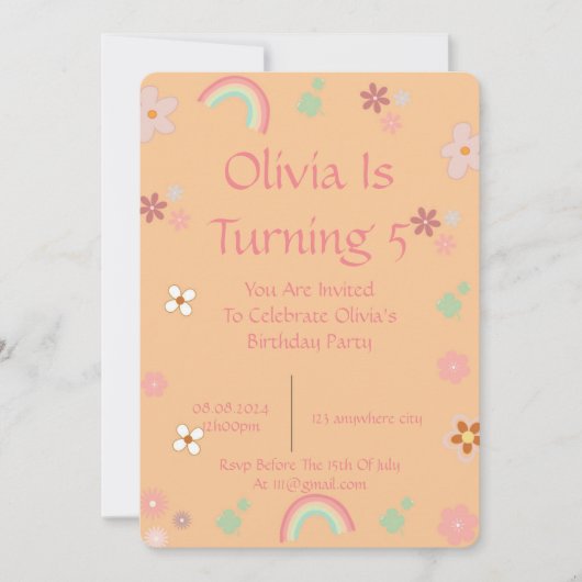 FRÜHSTÜCKSINVITATION FÜR MÄDCHEN SAVE THE DATE (Vorderseite)