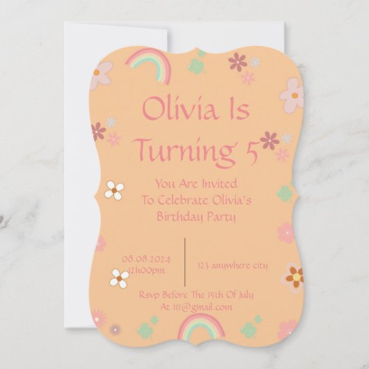 FRÜHSTÜCKSINVITATION FÜR MÄDCHEN SAVE THE DATE (Vorderseite)