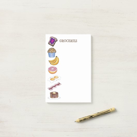 Frühstückslebensmittel Lebensmittel Lebensmittelge Post-it Klebezettel (Auf Schreibtisch)