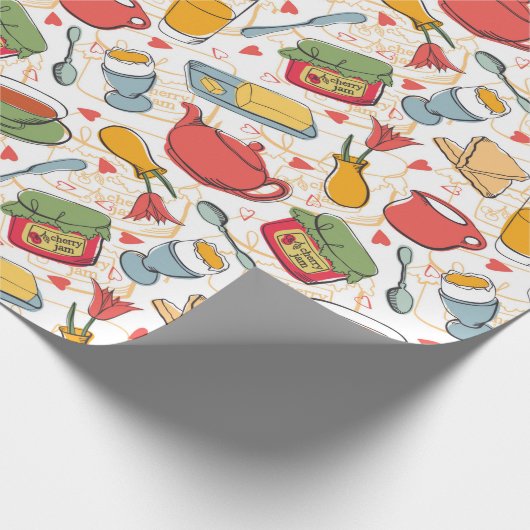 Frühstücksmuster Geschenkpapier (Ecke)