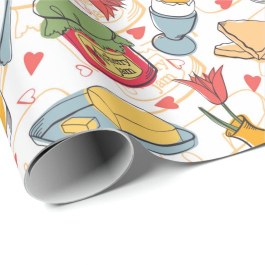 Frühstücksmuster Geschenkpapier (Rolleneckpunkt)