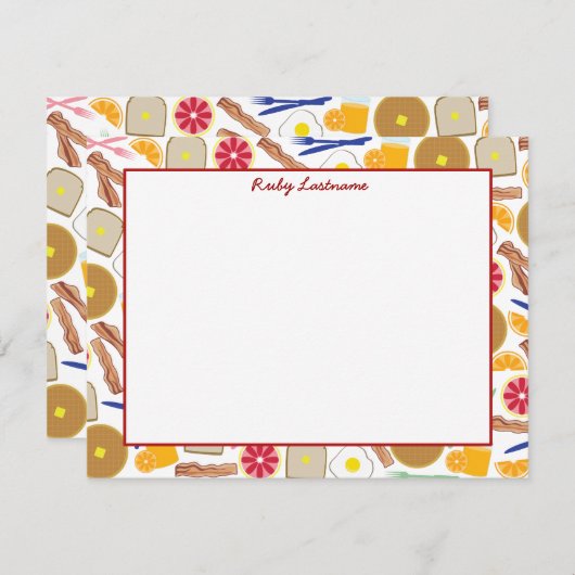 Frühstücksnahrung Flat Notecards Mitteilungskarte (Vorne/Hinten)