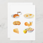 Frühstücksnahrung Kaffee, Croissant, Eier, Bagels Einladung (Vorne/Hinten)