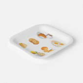 Frühstücksnahrung Kaffee, Croissant, Eier, Bagels Pappteller (Gewinkelt)