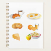 Frühstücksnahrung Kaffee, Croissant, Eier, Bagels Planer (Vorderseite)