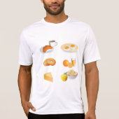 Frühstücksnahrung Kaffee, Croissant, Eier, Bagels T-Shirt (Vorderseite)