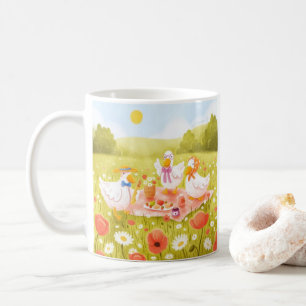 Frühstückspicknick mit süßen Enten auf einem bezau Kaffeetasse