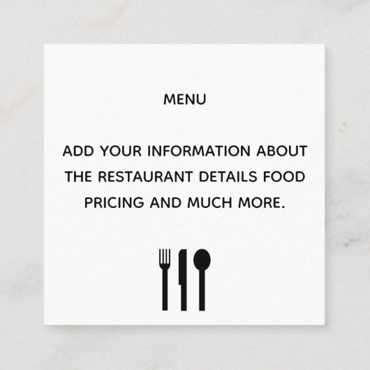 Frühstücksrestaurant "Whisk and Egg" Quadratische Visitenkarte (Rückseite)