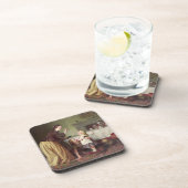 Frühstückszeit - Morgen-Spiele (Öl auf Leinwand) Getränkeuntersetzer (Rechte Seite)