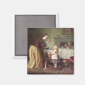 Frühstückszeit - Morgenspiele (Öl auf Leinwand) Magnet (Vorderseite/Rückseite)