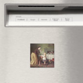 Frühstückszeit - Morgenspiele (Öl auf Leinwand) Magnet (In Situ (Geschirrspüler))