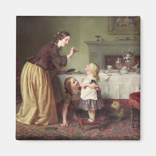 Frühstückszeit - Morgenspiele (Öl auf Leinwand) Magnet (Vorne)