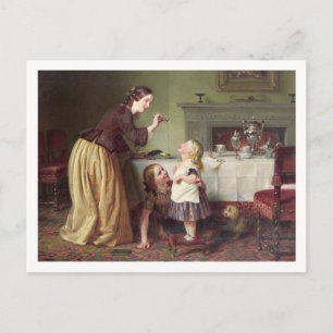 Frühstückszeit - Morgenspiele (Öl auf Leinwand) Postkarte