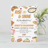 Frühstückszeit Rise and Shine Brunch Geburtstag Einladung (Stehend Vorderseite)
