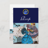 FRÜHVÖGEL GARTEN PARTY SAPPHIRE MONOGRAM UAWG RSVP KARTE (Vorne/Hinten)