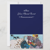 FRÜHVÖGEL PARTY, SAPPHIRE GEM MONOGRAM EINLADUNG (Rückseite)