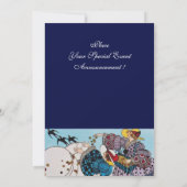 FRÜHVÖGEL PARTY, SAPPHIRE GEM MONOGRAM EINLADUNG (Rückseite)