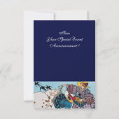 FRÜHVÖGEL PARTY, SAPPHIRE GEM MONOGRAM EINLADUNG (Rückseite)