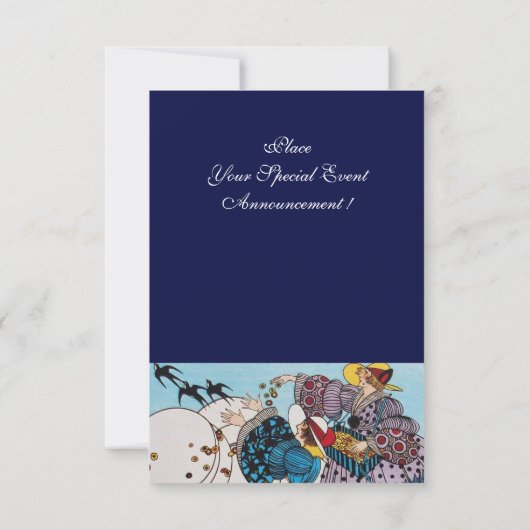 FRÜHVÖGEL PARTY, SAPPHIRE GEM MONOGRAM EINLADUNG (Rückseite)