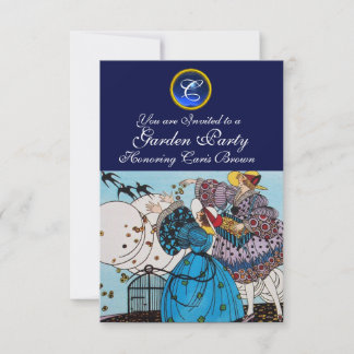 FRÜHVÖGEL PARTY, SAPPHIRE GEM MONOGRAM EINLADUNG