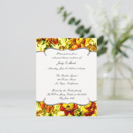 Frühzeit Hochzeit Probe Dinner Einladung (Stehend Vorderseite)