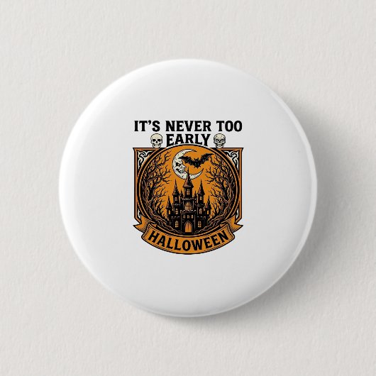 Frühzeitig Halloween Spukhaus Mond Fledermaus_1 Button (Vorderseite)