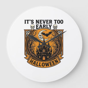 Frühzeitig Halloween Spukhaus Mond Fledermaus_1 Große Wanduhr