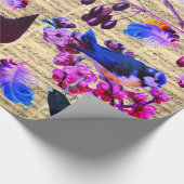 FRÜHZEITIGE VÖGEL,FEUERN,OBST Pink Blue Musiknoten Geschenkpapier (Ecke)