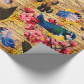 FRÜHZEITIGE VÖGEL,FÜHLER,OBST Musiknoten braun Geschenkpapier (Ecke)