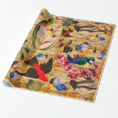 FRÜHZEITIGE VÖGEL,FÜHLER,OBST Musiknoten braun Geschenkpapier (Ungerollt)