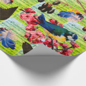 FRÜHZEITIGE VÖGEL,FÜHLER,OBST Musiknoten grün Geschenkpapier (Ecke)