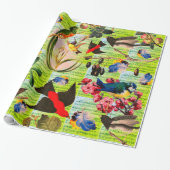 FRÜHZEITIGE VÖGEL,FÜHLER,OBST Musiknoten grün Geschenkpapier (Ungerollt)