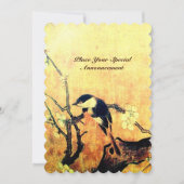 FRÜHZEITMONOGRAM, gelber brauner Champagner Einladung (Vorderseite)