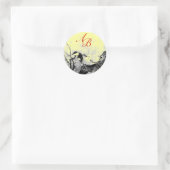 FRÜHZEITMONOGRAMM, Gelb Runder Aufkleber (Tasche)