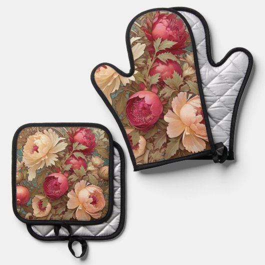 Fruit and Flowers Pot holder set (Vorderseite/Rückseite)