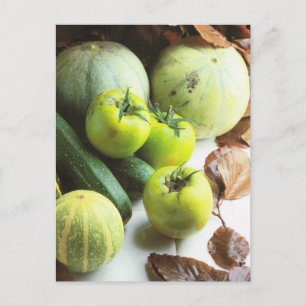 Fruit and vegetables, Green tomatoes and melons Postkarte