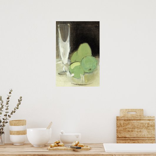 Fruit Bowl Champagne Glass Still Life Painting Poster (Küche)