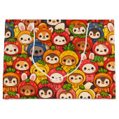 Fruit Friends Parade | Cute Animal Chibi Große Geschenktüte (Vorderseite)